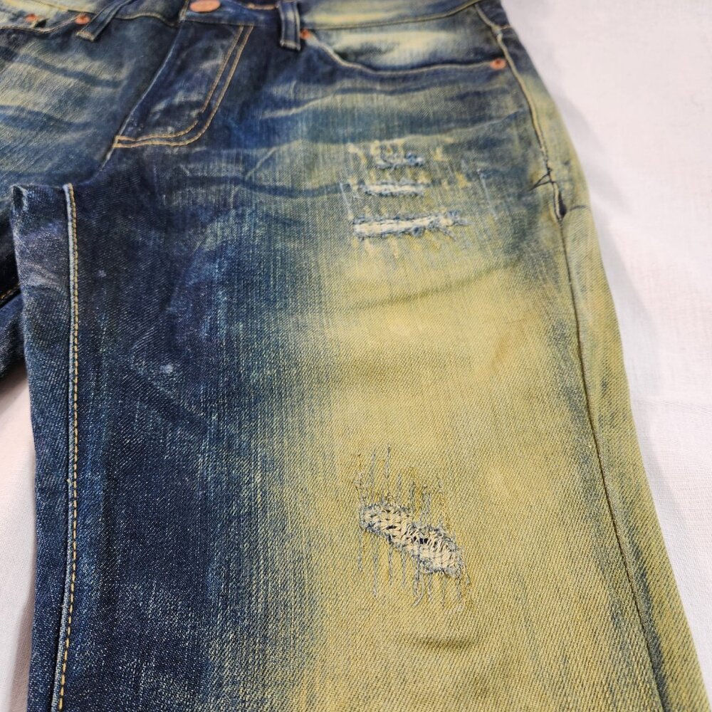 Aeropostale Slim Straight Leg Distressed Jeans Size 30 x 30 Blue 5-Pocket Mens - Picture 8 of 14